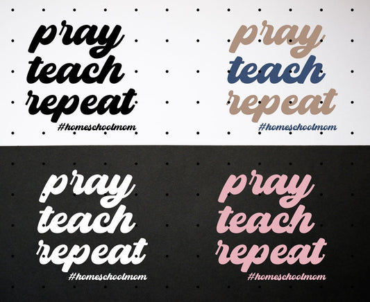 Homeschool Mom T-Shirt Bundle: Pray Teach Repeat, Retro Homeschool Mama Shirt, Homeschooling Mom Gift Apparel