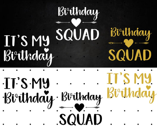 Matching Birthday Squad Party T-Shirts - Birthday Girl and Crew Squad Goals Tee Set