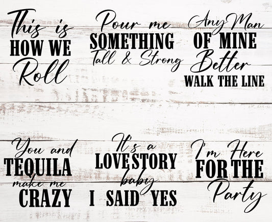 Country Music Bachelorette Party T-Shirts: Song Lyrics Cowgirl Bride Tribe Western Bach Party Shirts for Bridal Crew