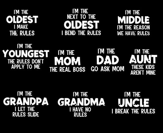 The Rules Family Matching T-Shirts for Thanksgiving, Christmas, and Family Vacation - Funny Family Group Tees for Siblings and Parties