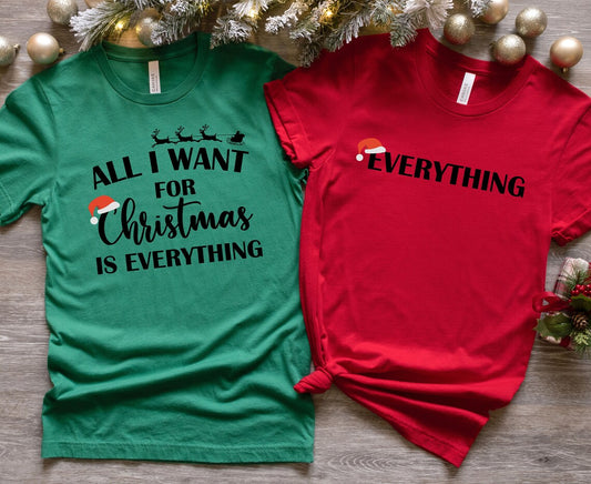 All I Want for Christmas Matching T-Shirts | Mommy and Me Christmas Tees | His and Hers Holiday Apparel