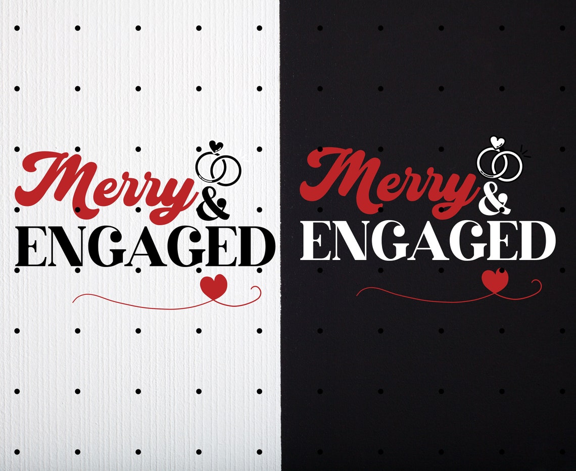 Merry and Engaged Christmas Couple Shirts, Holiday Engagement Party T-Shirts, Gift for Fiancé or Fiancée, Matching Christmas Engagement Tees