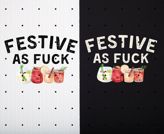 Festive as F*** Christmas T-Shirt Bundle, Funny Holiday Drink Apparel, Adult Christmas Party Shirt, New Year Crew Tees, Festive Cocktail Art Clothing