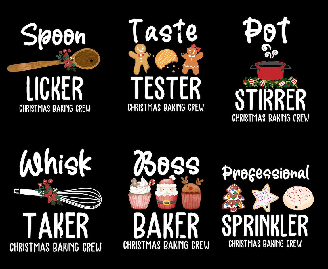 Christmas Baking Crew Funny Family Matching Christmas T-Shirts, Holiday Baking Team, Kitchen Food Pun Shirts