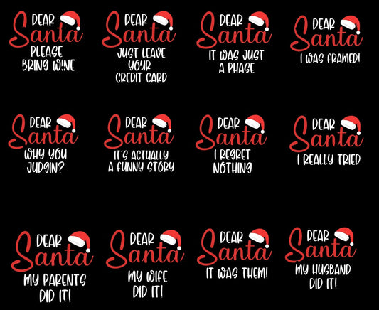 Dear Santa Funny Christmas T-Shirt Bundle, Matching Family Holiday Shirt Designs, Christmas Pajama Party Group Shirt, Funny Xmas Graphics