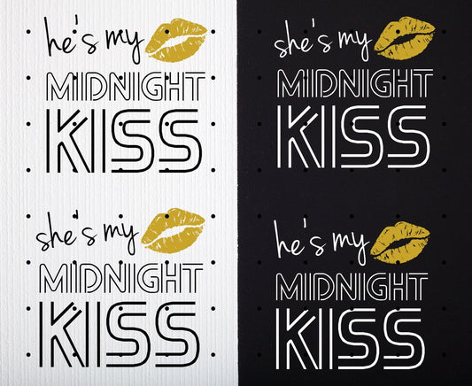 Couples Midnight Kiss T-Shirts - Matching New Year's Eve Shirt Design for Him & Her NYE Party Apparel