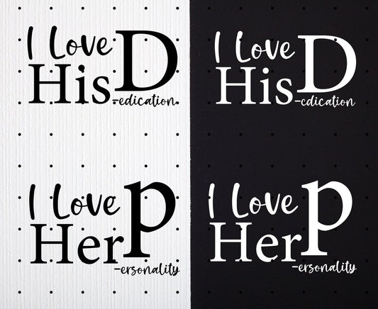 Valentines Day Funny Couples T-Shirts, I Love Her Personality & His Dedication, Happy Valentine's Day Matching Shirts, His and Hers Apparel