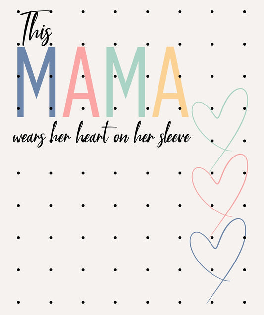 This Mama Wears Her Heart on Her Sleeve Shirt, Custom Mom Life T-Shirt with Kids Names, Personalized Mothers Day or Birthday Gift for Her