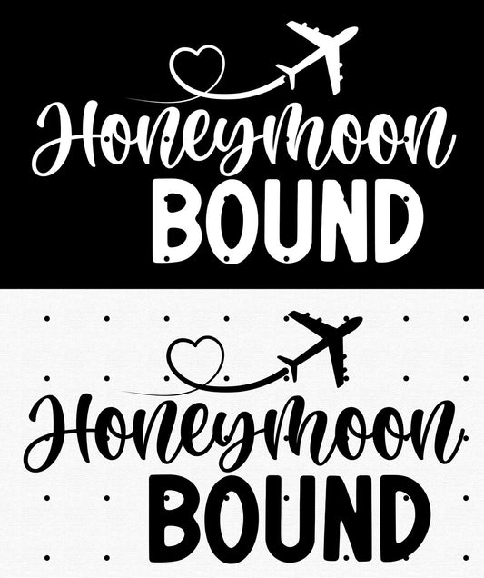 Honeymoon Bound T-Shirts: Just Married Wifey Hubby Matching Couple Travel Shirt Set, His and Hers Airport Vacation Outfits