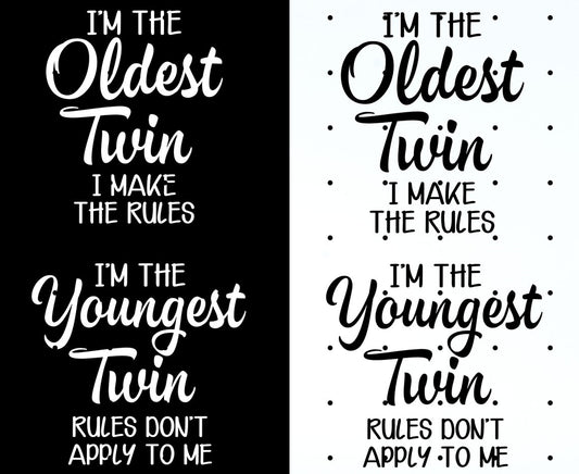 Youngest Twin Oldest Twin Sibling Matching Shirts - Twin Gifts for Birthday, Family Reunion, Twin Day T-Shirts