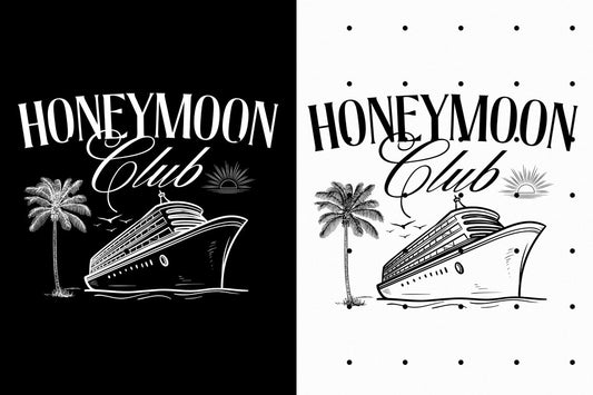Honeymoon Cruise T-Shirts | Honeymoon Club | Just Married Mr and Mrs Couple Shirts | His and Hers Newlywed Gifts for Bride and Groom