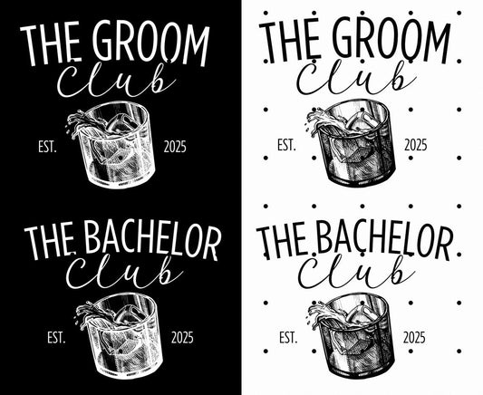The Bachelor Club & Groom T-Shirts | Cocktail Bachelor Party Groomsmen Gifts | Custom Location Matching Shirts Bundle