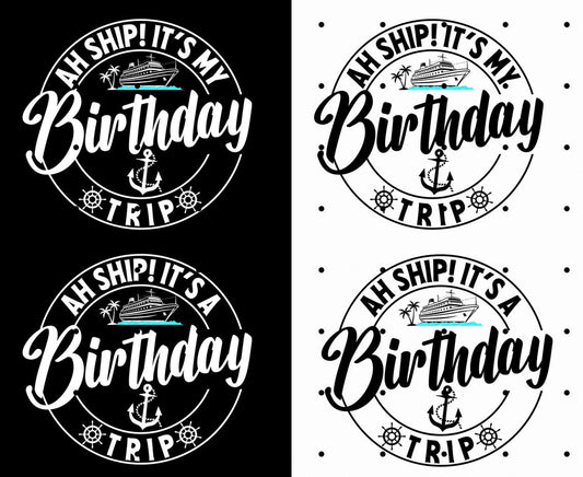 Aw Ship It's A Birthday Trip Cruise T-Shirts, Matching Birthday Cruise Party Shirts, Custom Birthday Trip Shirts, Girls Cruise Weekend Apparel