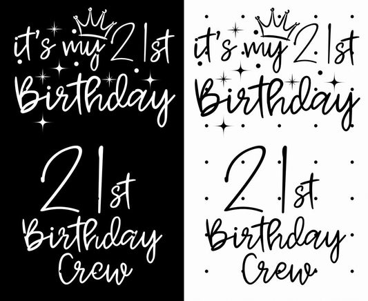 21st Birthday Crew T-Shirts, It's My 21st Birthday Matching Party Shirts, Twenty One Birthday Squad Apparel