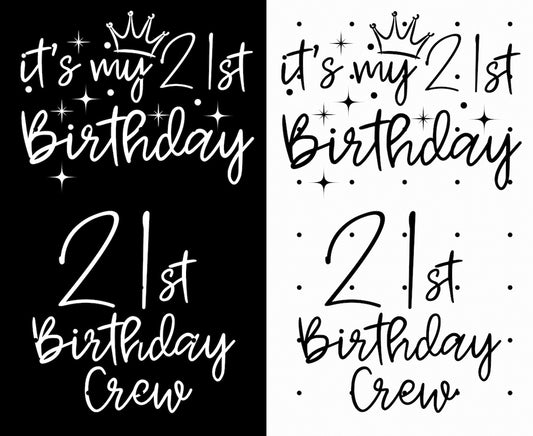 21st Birthday Crew Matching T-Shirts | It's My 21st Birthday Shirt | Twenty One Birthday Squad Apparel | Turning 21 Party Tee Bundle