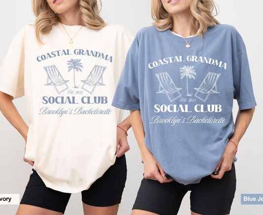 Coastal Grandma Bachelorette T-Shirts, Custom Beach Bach Party Shirt, Nautical Bridal Party Coastal Theme Personalized Gift