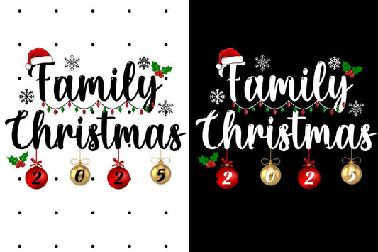 Family Christmas 2025 T-Shirts, Matching Holiday Crew Shirts, Santa Hat Christmas Morning Outfit, Xmas Party Apparel