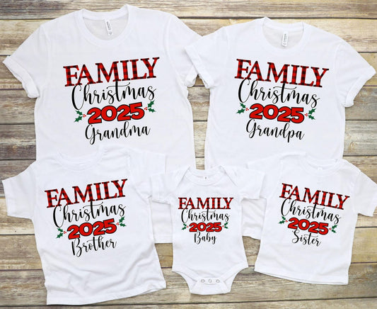 Family Christmas 2025 Matching Holiday T-Shirt Designs - Printed Shirts Bundle for Mom, Dad, Siblings, Grandma, Grandpa