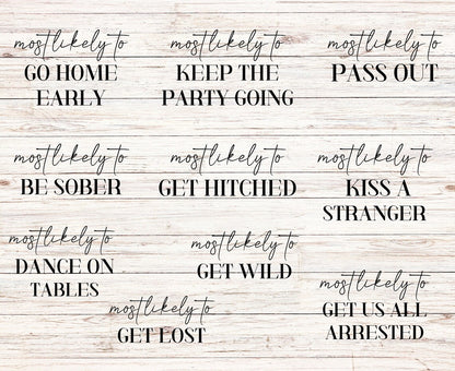 "Most Likely To" Bachelorette T-Shirts, Custom Bachelorette Party T-Shirts Online, Funny Bridal Party Shirts Bundle