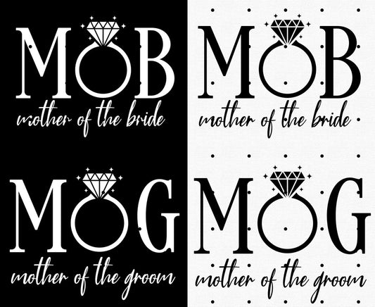 Mother of the Bride and Groom T-Shirts, MOB MOG Wedding Party Apparel, Bridal Bachelorette Gift Idea