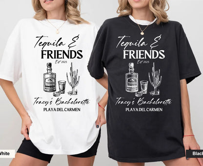Tequila and Friends Bachelorette Tee Shirts, Mexican Bridal Party, Cancun Cocktail Bach Party, Last Fiesta, Bride Squad, Bride Crew, Bride Shirt