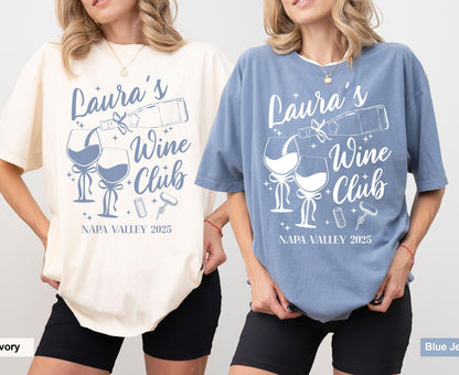 Wine Club Bachelorette T-Shirts, Napa Valley Bridal Party Design, Winery Weekend Bride Trip, Vineyard Bachelorette Shirt, Girls Wine Getaway