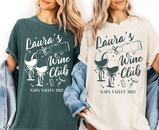Wine Club Bachelorette T-Shirts, Napa Valley Bridal Party Design, Winery Weekend Bride Trip, Vineyard Bachelorette Shirt, Girls Wine Getaway